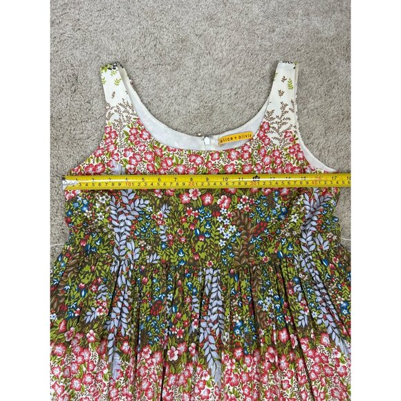 Alice + Olivia Floral Cottagecore Sleeveless Pleated Fit & Flare Dress S/M - Picture 11 of 14